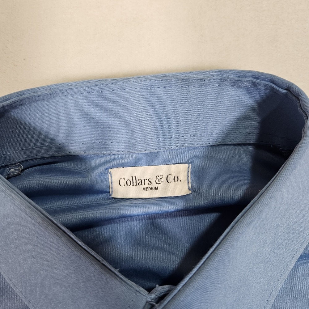 Collars and Co Dress Polo Shirt Men's Med White Check Button Stretch Performance - Picture 3 of 7